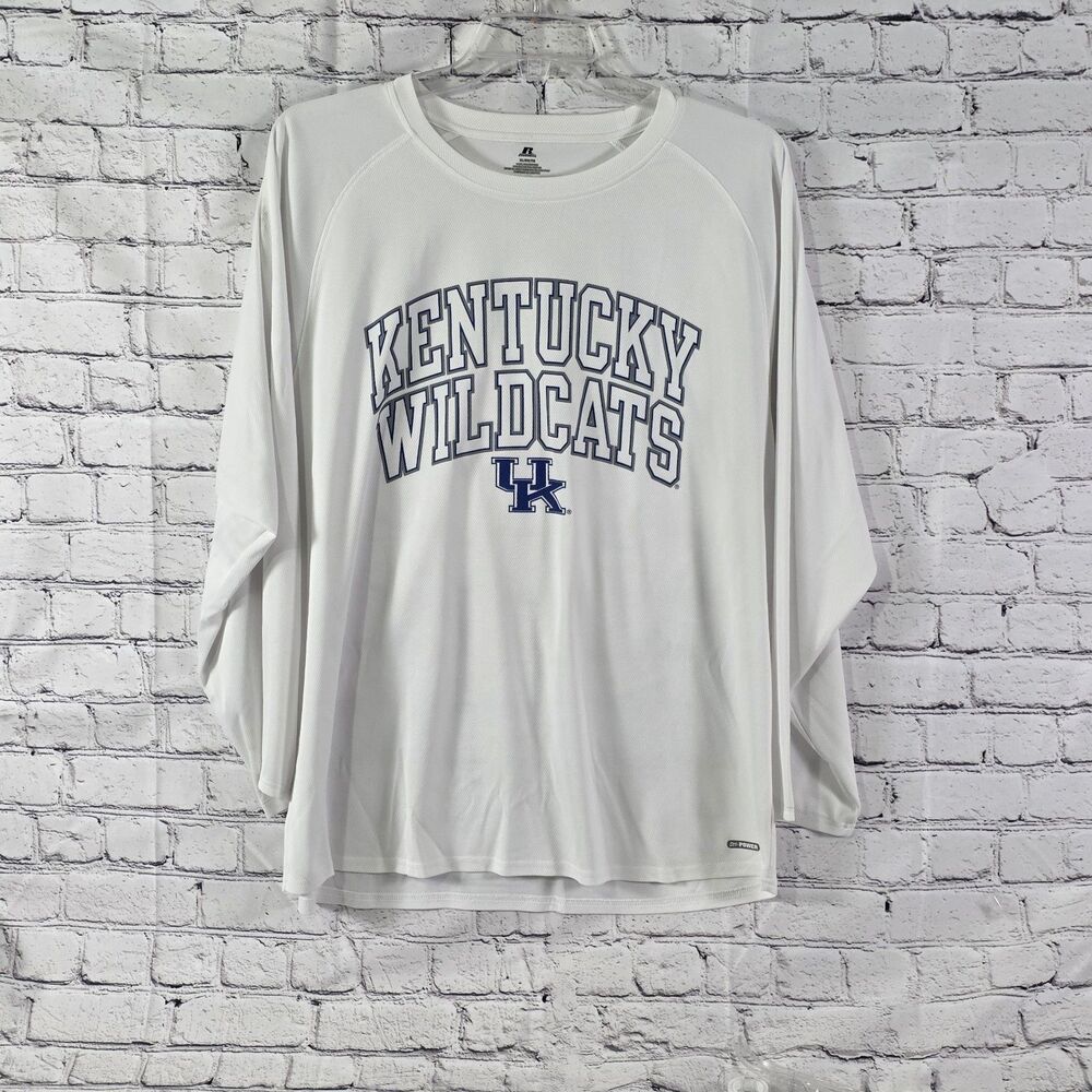 Kentucky Wildcats Men's XL White & Blue Graphic Logo Long Sleeve T-shirt